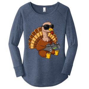 Thanksgiving Turkey Gamer Funny Video Gaming Cool Cute Gift Women's Perfect Tri Tunic Long Sleeve Shirt