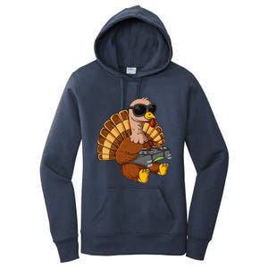 Thanksgiving Turkey Gamer Funny Video Gaming Cool Cute Gift Women's Pullover Hoodie