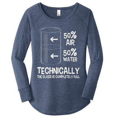 Technically The Glass Is Full Gift Chemistry Humor Science Great Gift Women's Perfect Tri Tunic Long Sleeve Shirt