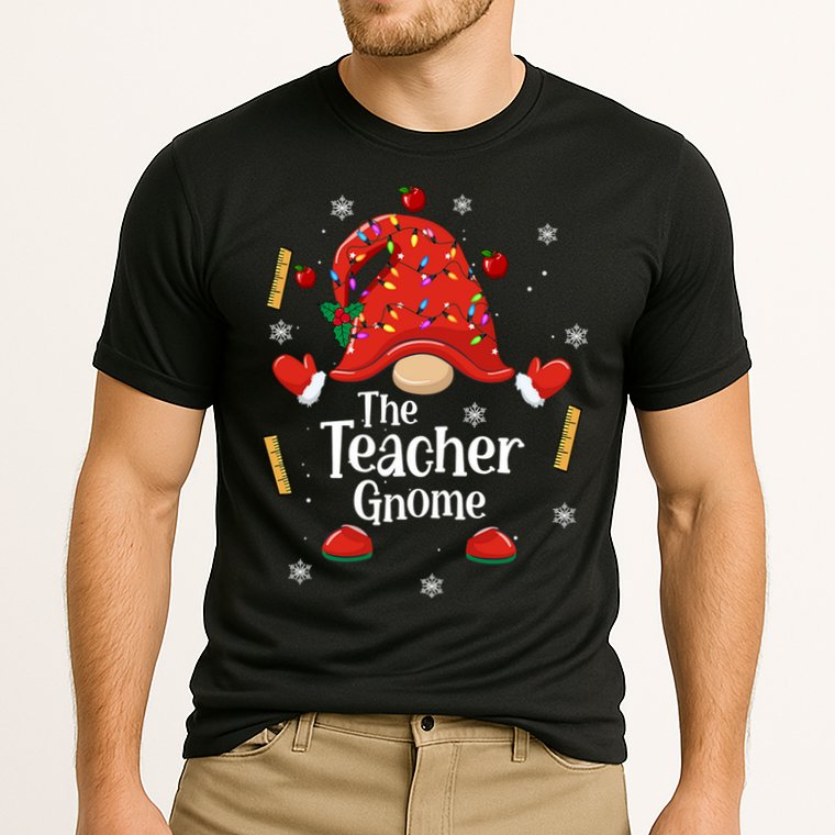 The Teacher Gnome Holiday Festive Cooling Performance Crew T-Shirt