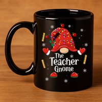 The Teacher Gnome Holiday Festive 11oz C Handle Ceramic Mug