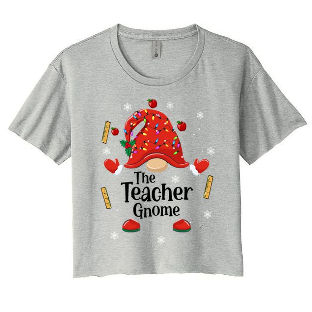The Teacher Gnome Holiday Festive Women's Crop Top Tee