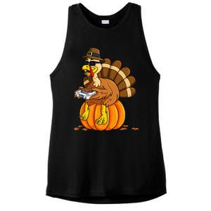 Thanksgiving Turkey Gamer Pumpkin Gaming Ladies PosiCharge Tri-Blend Wicking Tank