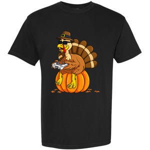 Thanksgiving Turkey Gamer Pumpkin Gaming Garment-Dyed Heavyweight T-Shirt