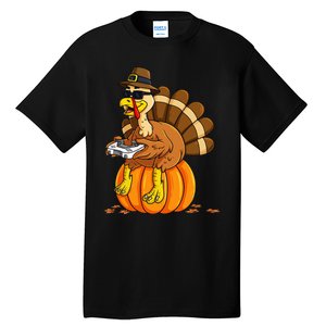 Thanksgiving Turkey Gamer Pumpkin Gaming Tall T-Shirt