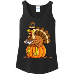 Thanksgiving Turkey Gamer Pumpkin Gaming Ladies Essential Tank