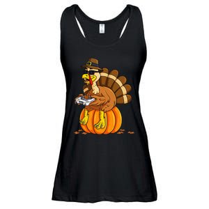 Thanksgiving Turkey Gamer Pumpkin Gaming Ladies Essential Flowy Tank