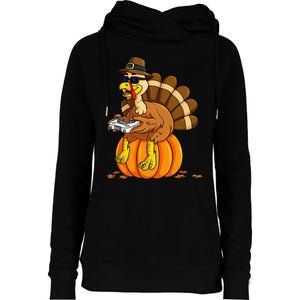 Thanksgiving Turkey Gamer Pumpkin Gaming Womens Funnel Neck Pullover Hood