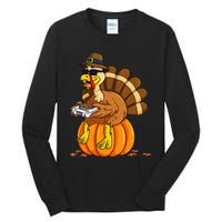 Thanksgiving Turkey Gamer Pumpkin Gaming Tall Long Sleeve T-Shirt