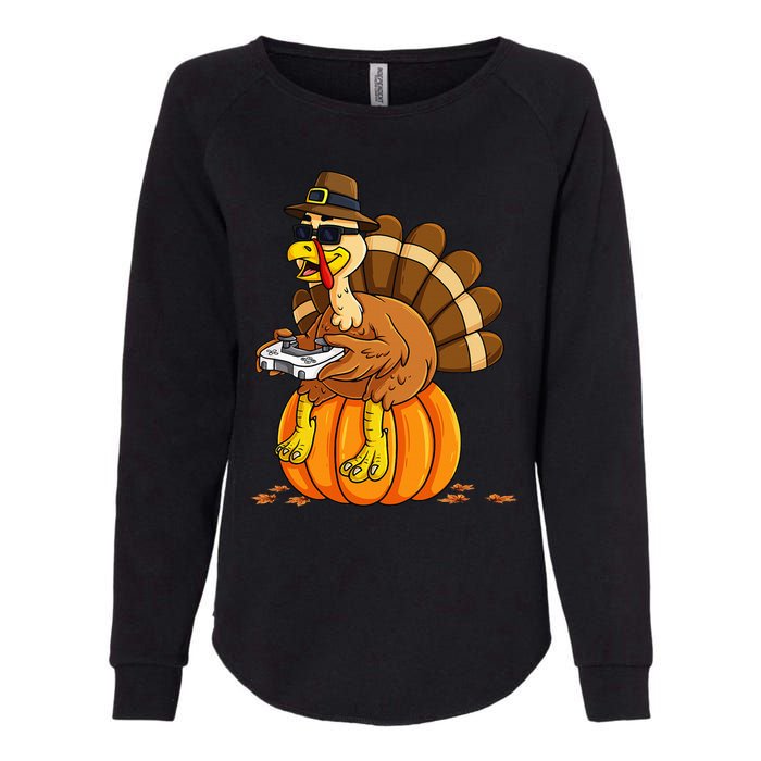 Thanksgiving Turkey Gamer Pumpkin Gaming Womens California Wash Sweatshirt