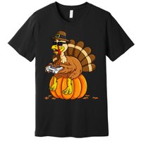 Thanksgiving Turkey Gamer Pumpkin Gaming Premium T-Shirt