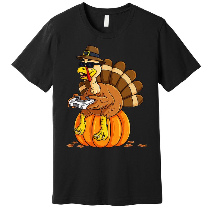 Thanksgiving Turkey Gamer Pumpkin Gaming Premium T-Shirt