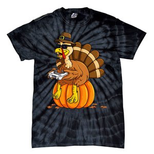 Thanksgiving Turkey Gamer Pumpkin Gaming Tie-Dye T-Shirt