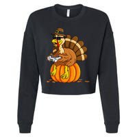 Thanksgiving Turkey Gamer Pumpkin Gaming Cropped Pullover Crew