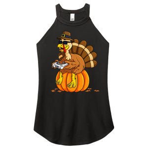 Thanksgiving Turkey Gamer Pumpkin Gaming Women's Perfect Tri Rocker Tank