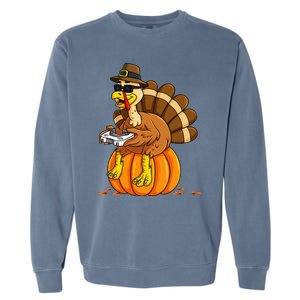 Thanksgiving Turkey Gamer Pumpkin Gaming Garment-Dyed Sweatshirt