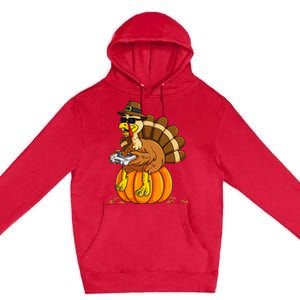 Thanksgiving Turkey Gamer Pumpkin Gaming Premium Pullover Hoodie