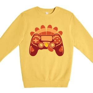 Thanksgiving Turkey Gaming Controller Video Game Gift Premium Crewneck Sweatshirt