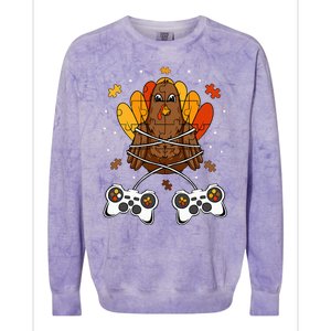 Thanksgiving Turkey Gamer Controller Fun Colorblast Crewneck Sweatshirt