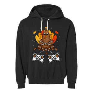 Thanksgiving Turkey Gamer Controller Fun Garment-Dyed Fleece Hoodie