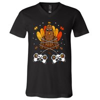 Thanksgiving Turkey Gamer Controller Fun V-Neck T-Shirt