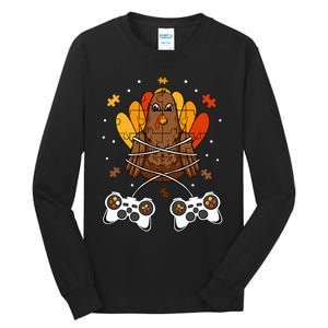 Thanksgiving Turkey Gamer Controller Fun Tall Long Sleeve T-Shirt