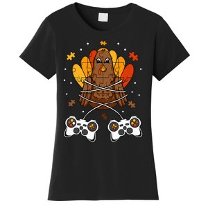 Thanksgiving Turkey Gamer Controller Fun Women's T-Shirt