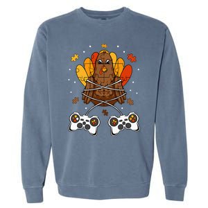 Thanksgiving Turkey Gamer Controller Fun Garment-Dyed Sweatshirt