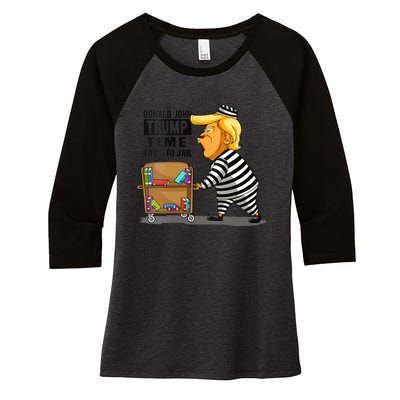 Time To Go To Jail Funny Anti Trump Women's Tri-Blend 3/4-Sleeve Raglan Shirt