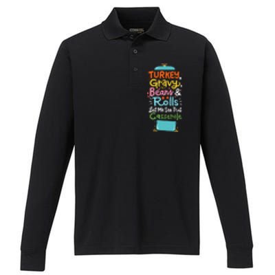 Thanksgiving Turkey Gravy Casserole Gift Performance Long Sleeve Polo