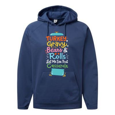 Thanksgiving Turkey Gravy Casserole Gift Performance Fleece Hoodie