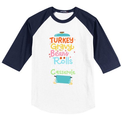 Thanksgiving Turkey Gravy Casserole Gift Baseball Sleeve Shirt