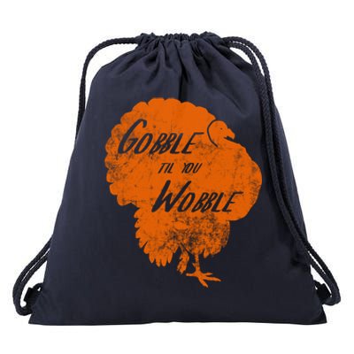 Thanksgiving Turkey Gobble Til You Wobble Orange Gift Drawstring Bag