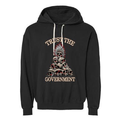 Trust The Government Skull Native American Vintage Garment-Dyed Fleece Hoodie