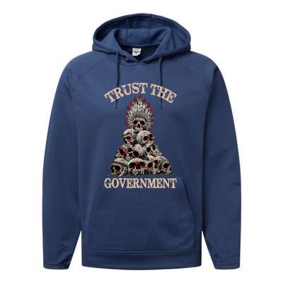 Trust The Government Skull Native American Vintage Performance Fleece Hoodie