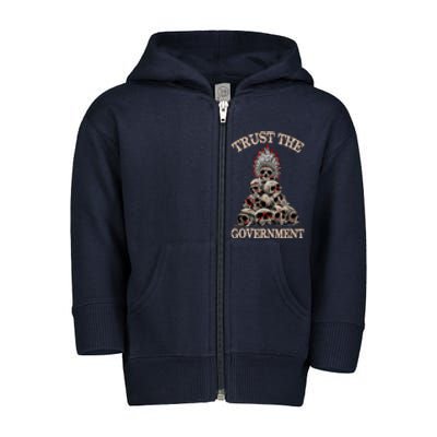 Trust The Government Skull Native American Vintage Toddler Zip Fleece Hoodie