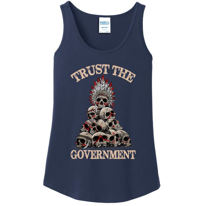 Trust The Government Skull Native American Vintage Ladies Essential Tank