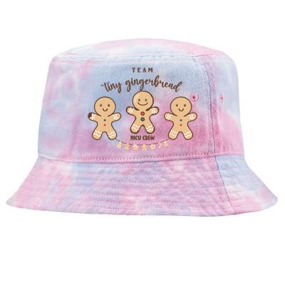 Team Tiny Gingerbread Nicu Crew Neonatal Icu Nurse Christmas Tie-Dyed Bucket Hat