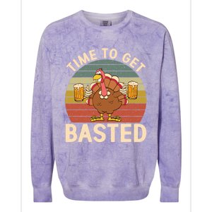 Time To Get Basted Funny Beer Thanksgiving Turkey Ing Gift Colorblast Crewneck Sweatshirt