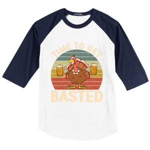 Time To Get Basted Funny Beer Thanksgiving Turkey Ing Gift Baseball Sleeve Shirt