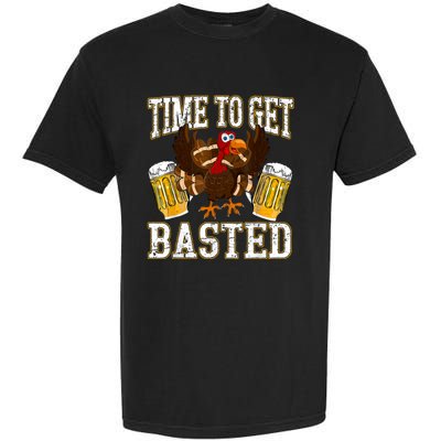 Time To Get Basted Funny Beer Thanksgiving Turkey Gift Garment-Dyed Heavyweight T-Shirt