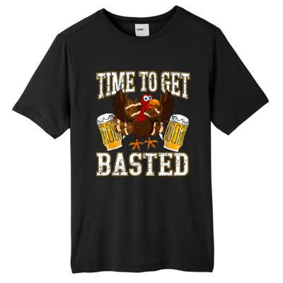 Time To Get Basted Funny Beer Thanksgiving Turkey Gift Tall Fusion ChromaSoft Performance T-Shirt