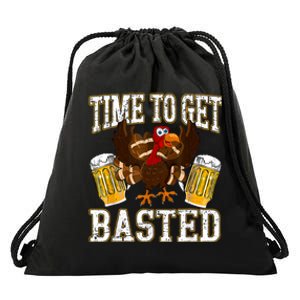 Time To Get Basted Funny Beer Thanksgiving Turkey Gift Drawstring Bag