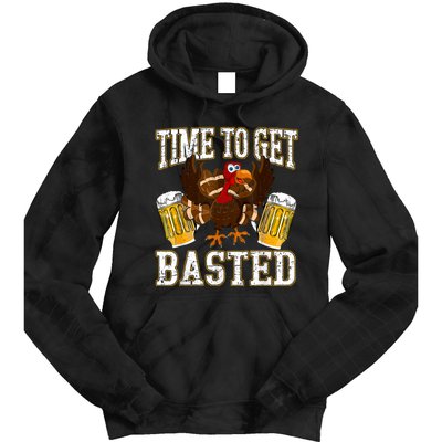 Time To Get Basted Funny Beer Thanksgiving Turkey Gift Tie Dye Hoodie