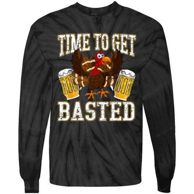 Time To Get Basted Funny Beer Thanksgiving Turkey Gift Tie-Dye Long Sleeve Shirt