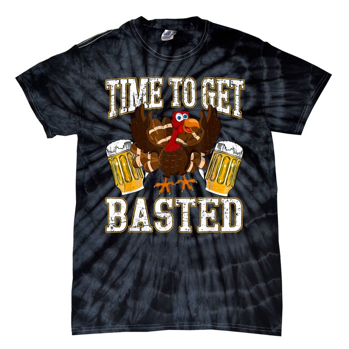 Time To Get Basted Funny Beer Thanksgiving Turkey Gift Tie-Dye T-Shirt