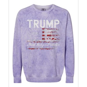 Trump Thank God For Protection President Donald Trump Tank Top Colorblast Crewneck Sweatshirt