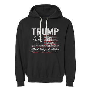 Trump Thank God For Protection President Donald Trump Tank Top Garment-Dyed Fleece Hoodie