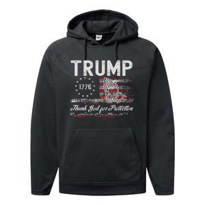 Trump Thank God For Protection President Donald Trump Tank Top Performance Fleece Hoodie