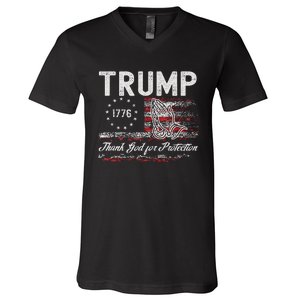 Trump Thank God For Protection President Donald Trump Tank Top V-Neck T-Shirt